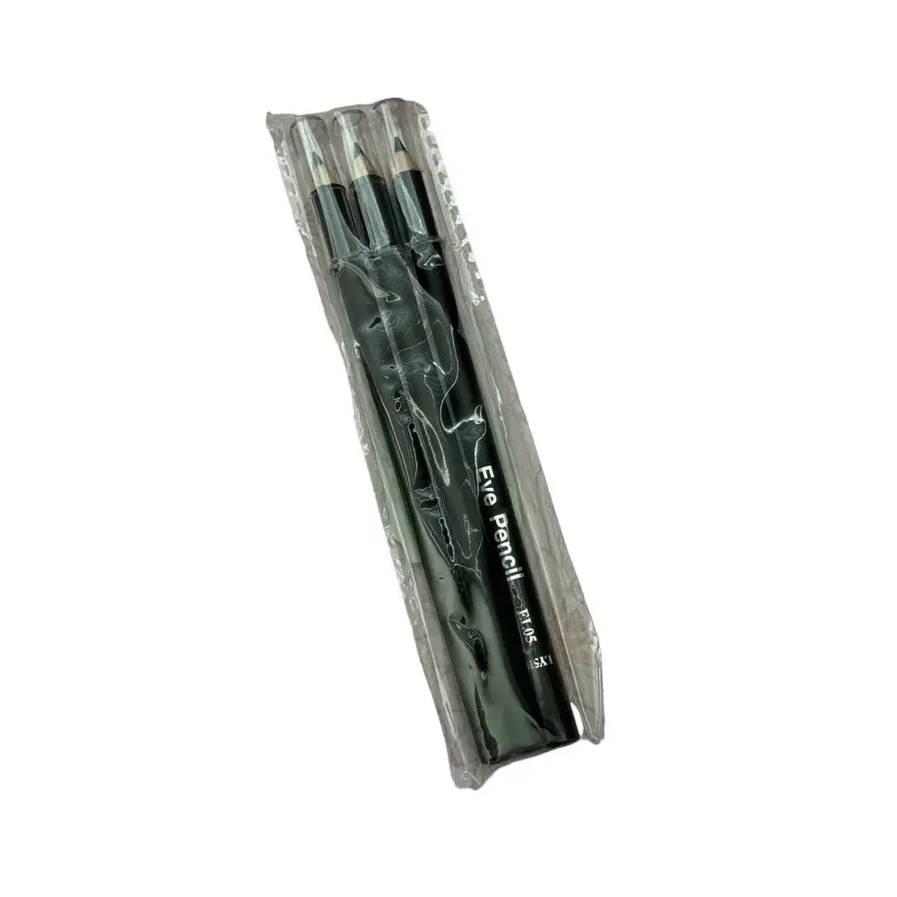 Set of 3 Black Classic Wooden Precision Eyeliners, Water and Sweat Resistant